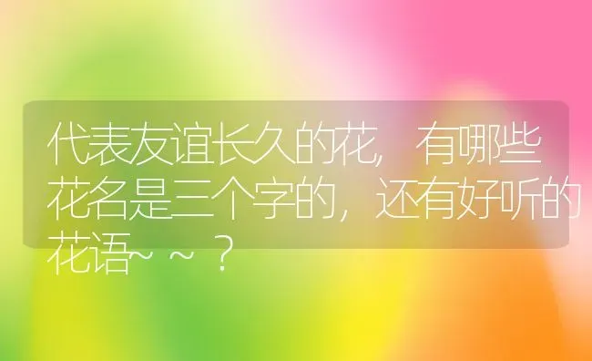 代表友谊长久的花,有哪些花名是三个字的，还有好听的花语~~？ | 养殖常见问题