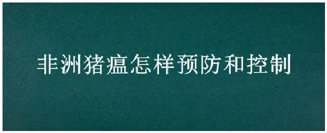 非洲猪瘟怎样预防和控制 | 农业常识