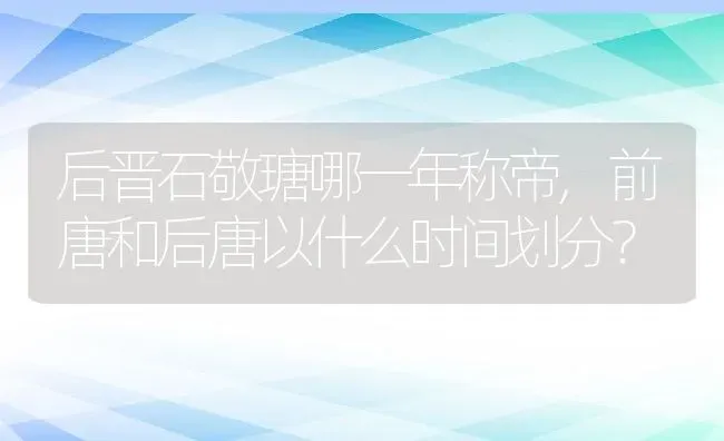 后晋石敬瑭哪一年称帝,前唐和后唐以什么时间划分？ | 养殖常见问题