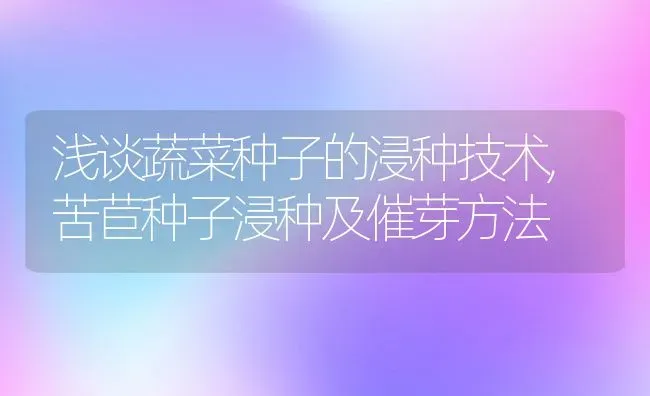 浅谈蔬菜种子的浸种技术,苦苣种子浸种及催芽方法 | 养殖常见问题