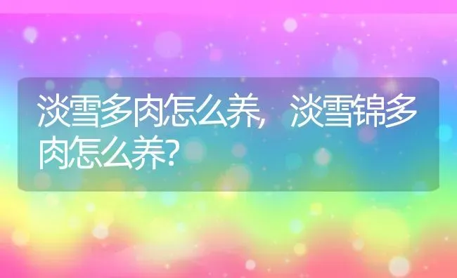 淡雪多肉怎么养,淡雪锦多肉怎么养？ | 养殖常见问题