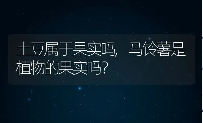 土豆属于果实吗,马铃薯是植物的果实吗？ | 养殖常见问题