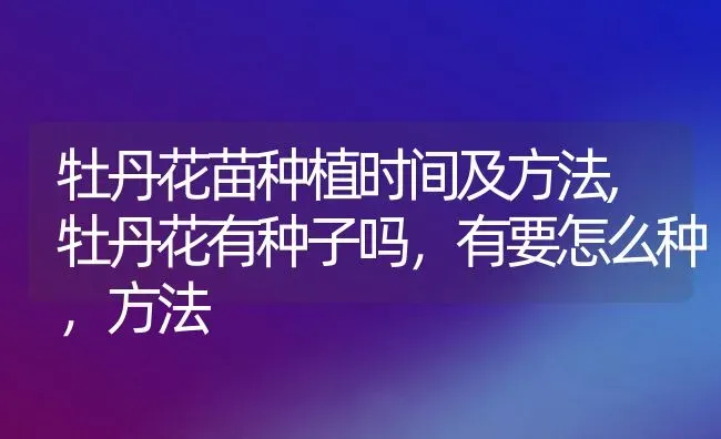 牡丹花苗种植时间及方法,牡丹花有种子吗，有要怎么种，方法 | 养殖常见问题