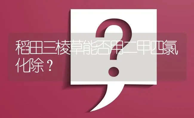 稻田三棱草能否用二甲四氯化除? | 养殖问题解答