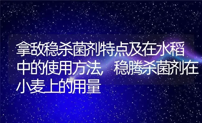 拿敌稳杀菌剂特点及在水稻中的使用方法,稳腾杀菌剂在小麦上的用量 | 养殖常见问题