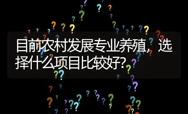 目前农村发展专业养殖,选择什么项目比较好? | 养殖问题解答