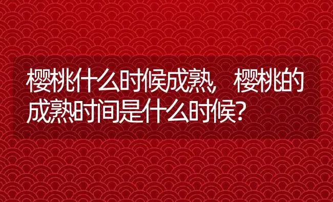 樱桃什么时候成熟,樱桃的成熟时间是什么时候？ | 养殖常见问题