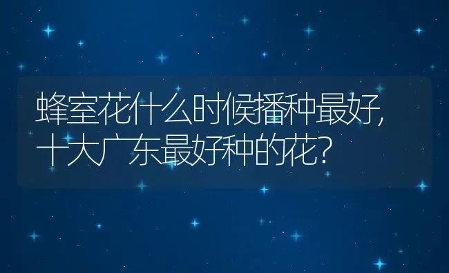 蜂室花什么时候播种最好,十大广东最好种的花？ | 养殖常见问题