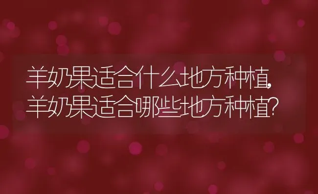 羊奶果适合什么地方种植,羊奶果适合哪些地方种植？ | 养殖常见问题