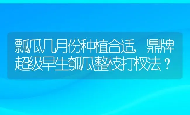 瓢瓜几月份种植合适,鼎牌超级早生瓠瓜整枝打杈法？ | 养殖常见问题