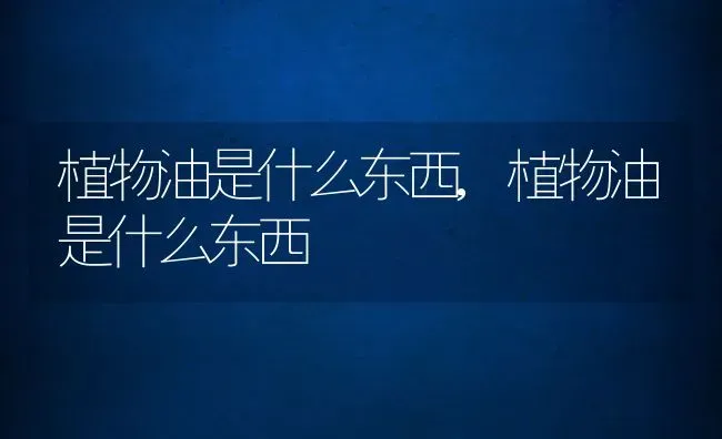 植物油是什么东西,植物油是什么东西 | 养殖常见问题