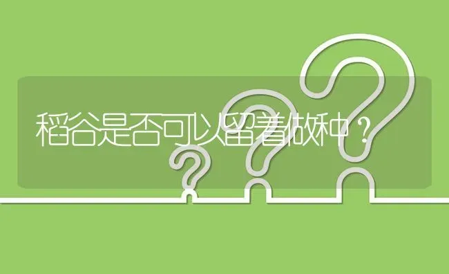 稻谷是否可以留着做种? | 养殖问题解答