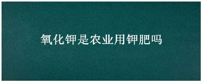 氧化钾是农业用钾肥吗 | 科普知识