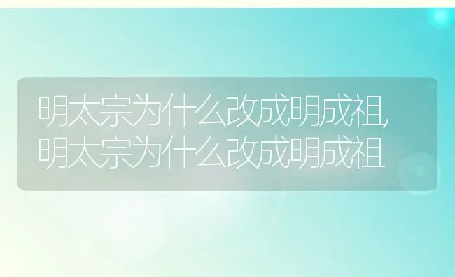 明太宗为什么改成明成祖,明太宗为什么改成明成祖 | 养殖常见问题