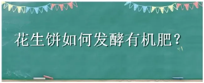 花生饼如何发酵有机肥 | 科普知识