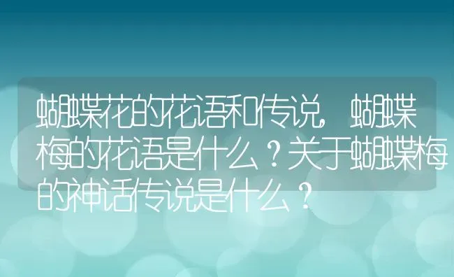 蝴蝶花的花语和传说,蝴蝶梅的花语是什么？关于蝴蝶梅的神话传说是什么？ | 养殖常见问题