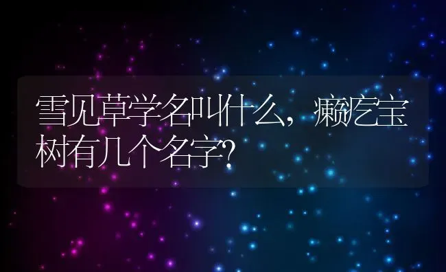 雪见草学名叫什么,癞疙宝树有几个名字？ | 养殖常见问题