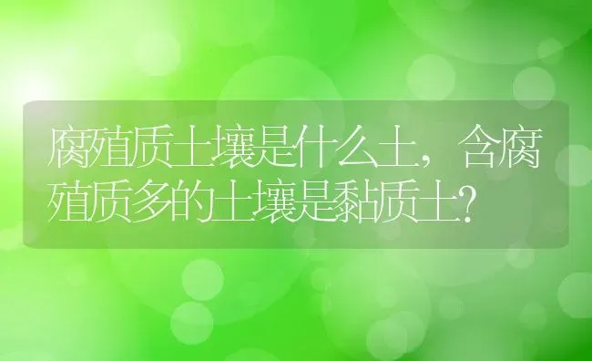 腐殖质土壤是什么土,含腐殖质多的土壤是黏质土？ | 养殖常见问题