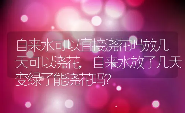 自来水可以直接浇花吗放几天可以浇花,自来水放了几天变绿了能浇花吗？ | 养殖常见问题