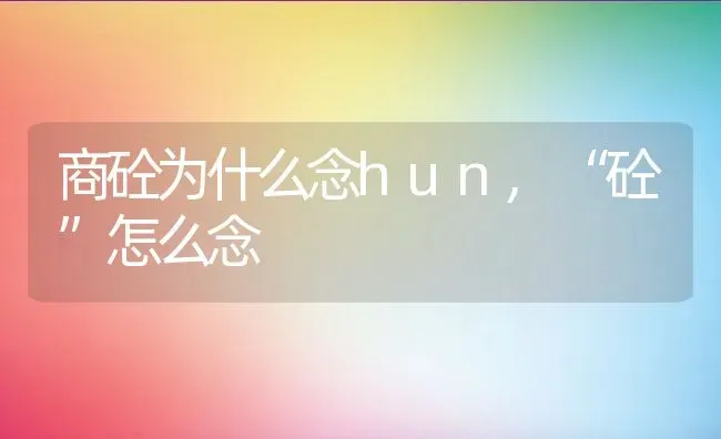 商砼为什么念hun,“砼”怎么念 | 养殖常见问题