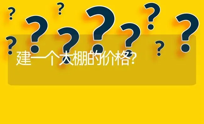 建一个大棚的价格? | 养殖问题解答