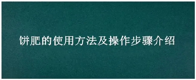 饼肥的使用方法及操作步骤介绍 | 农业问题