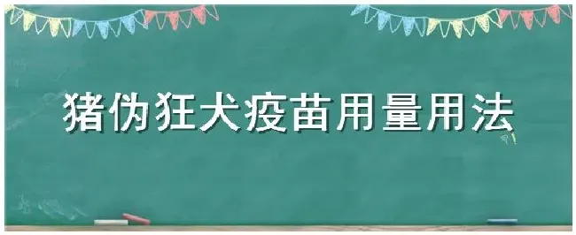 猪伪狂犬疫苗用量用法 | 农业常识