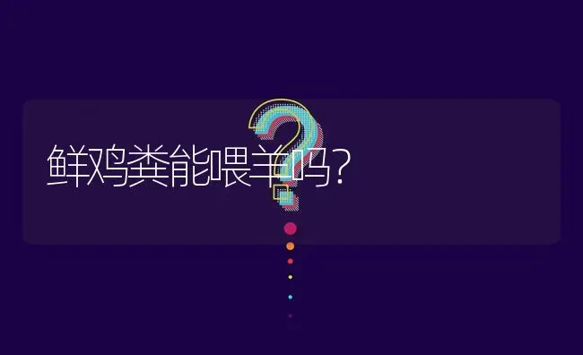 鲜鸡粪能喂羊吗? | 养殖问题解答