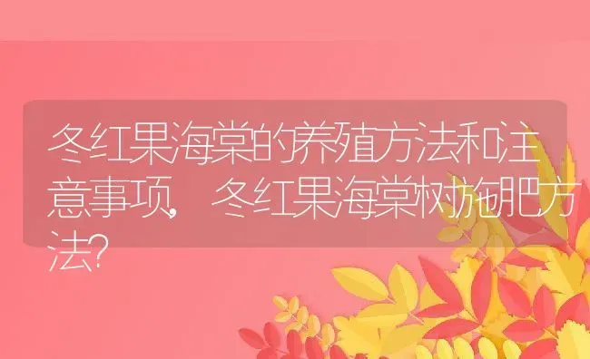 冬红果海棠的养殖方法和注意事项,冬红果海棠树施肥方法？ | 养殖常见问题