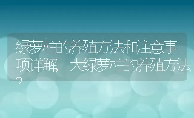 绿萝柱的养殖方法和注意事项详解,大绿萝柱的养殖方法？ | 养殖常见问题