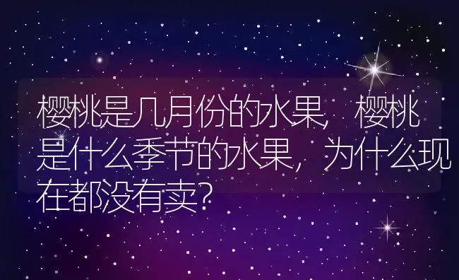 樱桃是几月份的水果,樱桃是什么季节的水果，为什么现在都没有卖？ | 养殖常见问题