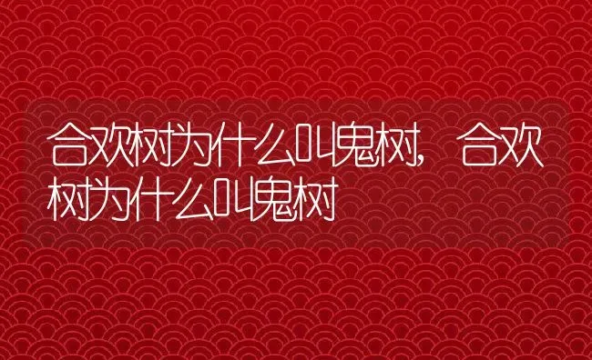 合欢树为什么叫鬼树,合欢树为什么叫鬼树 | 养殖常见问题