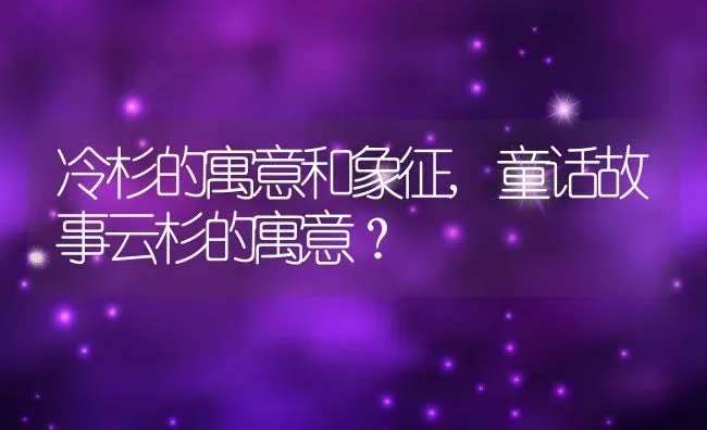 冷杉的寓意和象征,童话故事云杉的寓意？ | 养殖常见问题