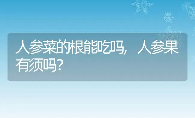 人参菜的根能吃吗,人参果有须吗？ | 养殖常见问题