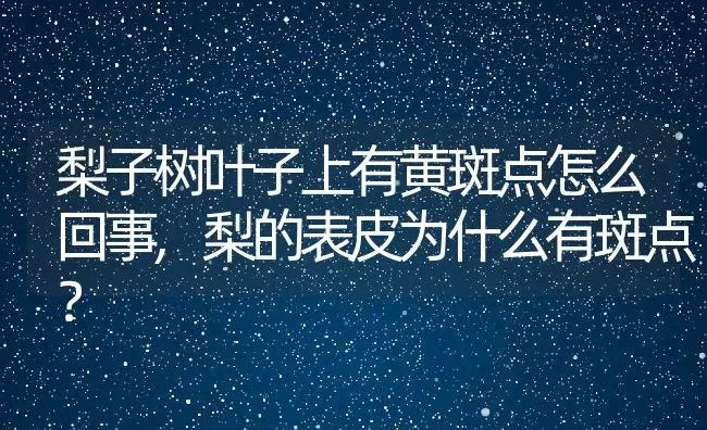 梨子树叶子上有黄斑点怎么回事,梨的表皮为什么有斑点？ | 养殖常见问题