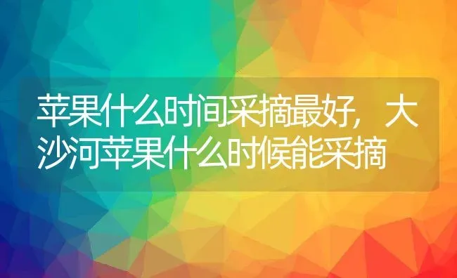 苹果什么时间采摘最好,大沙河苹果什么时候能采摘 | 养殖常见问题