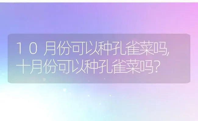 10月份可以种孔雀菜吗,十月份可以种孔雀菜吗？ | 养殖常见问题