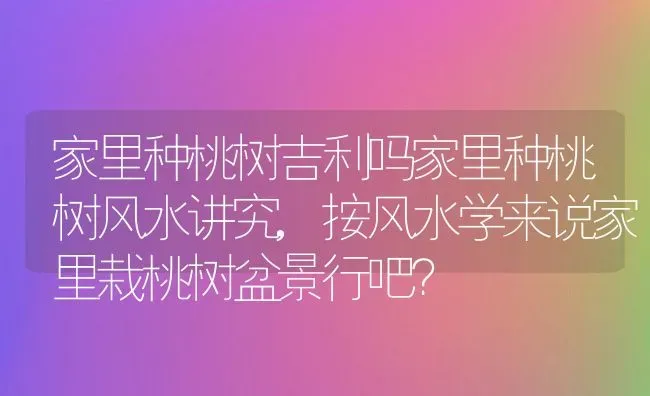 家里种桃树吉利吗家里种桃树风水讲究,按风水学来说家里栽桃树盆景行吧？ | 养殖常见问题