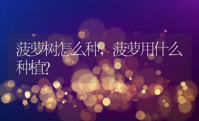 菠萝树怎么种,菠萝用什么种植？ | 养殖常见问题