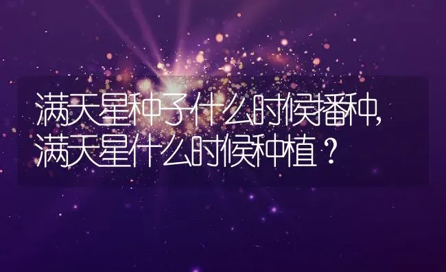 满天星种子什么时候播种,满天星什么时候种植？ | 养殖常见问题