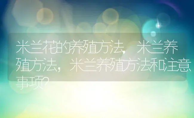 米兰花的养殖方法,米兰养殖方法，米兰养殖方法和注意事项？ | 养殖常见问题
