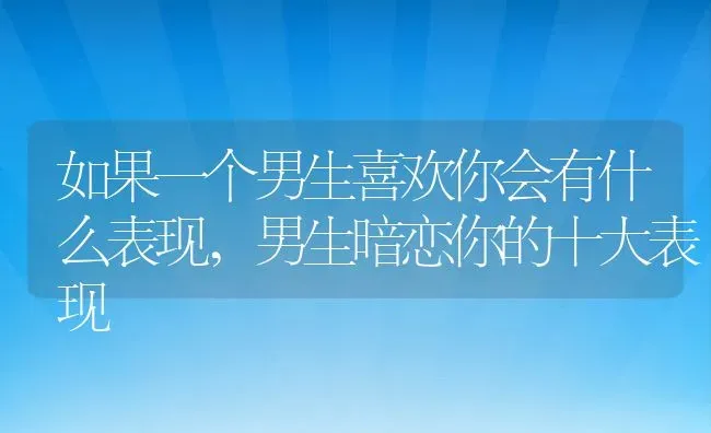 如果一个男生喜欢你会有什么表现,男生暗恋你的十大表现 | 养殖常见问题