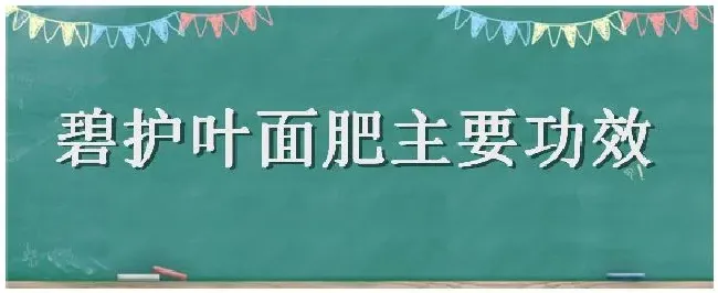 碧护叶面肥主要功效 | 科普知识