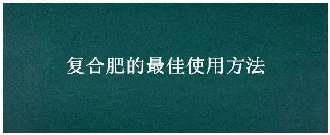 复合肥的最佳使用方法 | 三农答疑