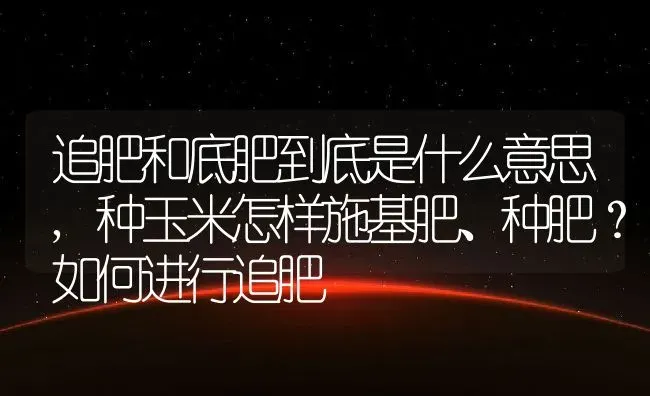 追肥和底肥到底是什么意思,种玉米怎样施基肥、种肥？如何进行追肥 | 养殖常见问题
