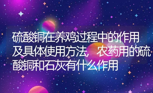 硫酸铜在养鸡过程中的作用及具体使用方法,农药用的硫酸铜和石灰有什么作用 | 养殖常见问题