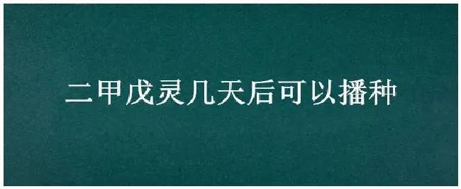 二甲戊灵几天后可以播种 | 三农答疑