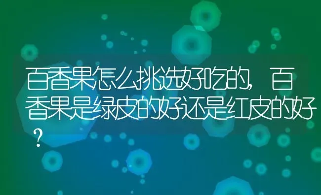 百香果怎么挑选好吃的,百香果是绿皮的好还是红皮的好？ | 养殖常见问题