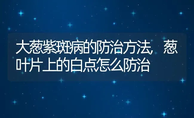 大葱紫斑病的防治方法,葱叶片上的白点怎么防治 | 养殖常见问题