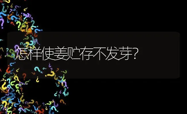 怎样使姜贮存不发芽? | 养殖问题解答